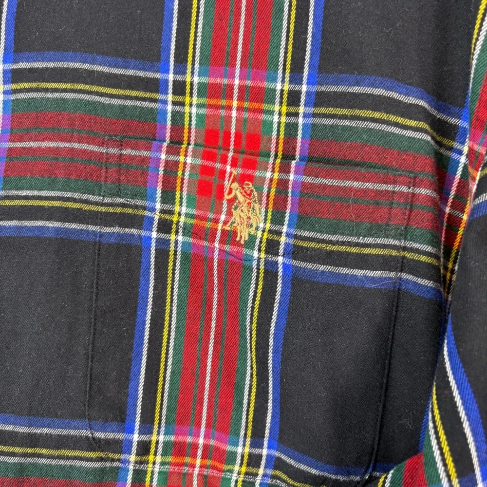 U.S. Polo Assn. Black Plaid Long‎ Sleeve Button Down Shirt Mens 3XL Preppy